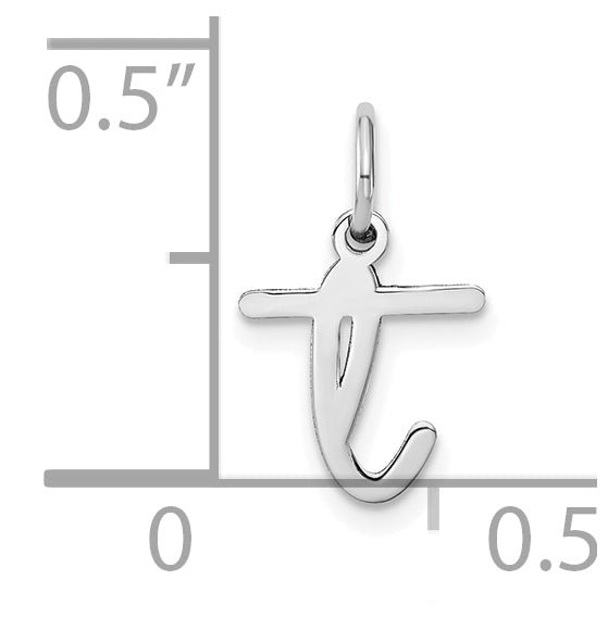 Sterling Silver Rhodium plated Lower case T Initial Charm