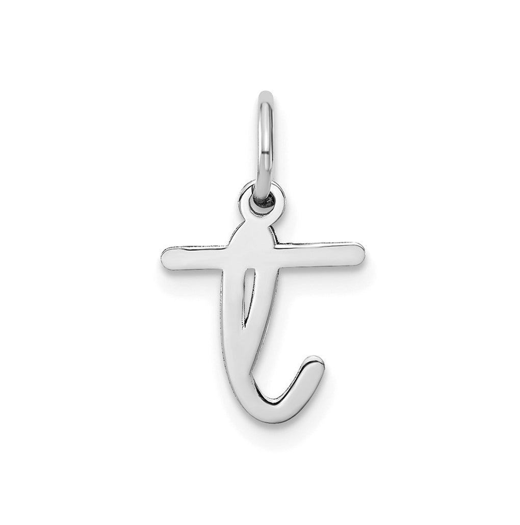 Sterling Silver Rhodium plated Lower case T Initial Charm