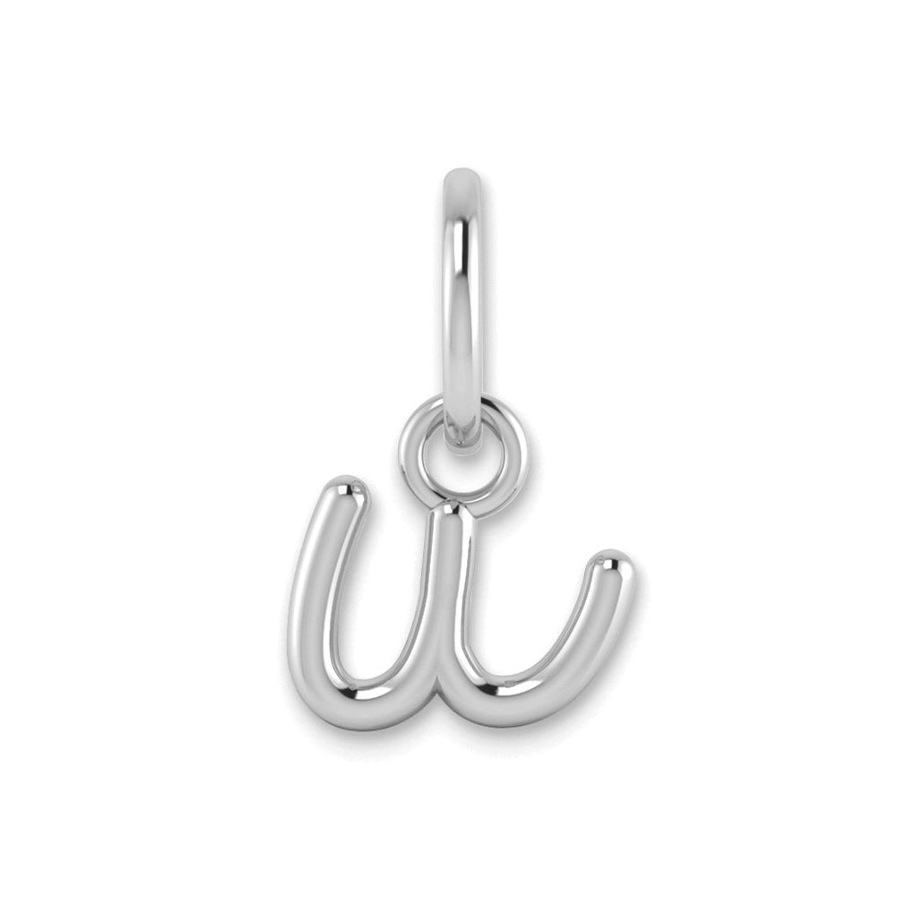 14K White Gold Lower case Letter U Initial Charm