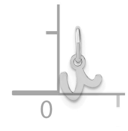 Sterling Silver Rhodium plated Lower case V Initial Charm