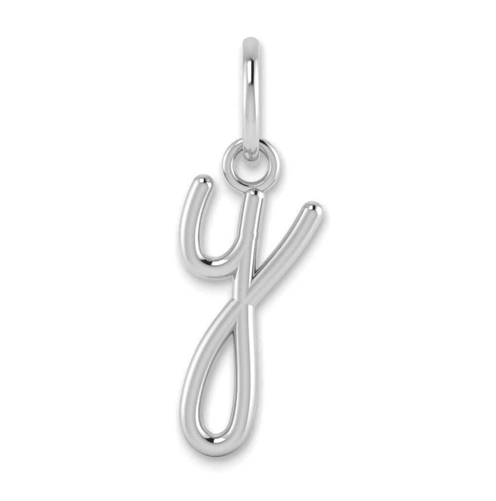 14K White Gold Lower case Letter Y Initial Charm