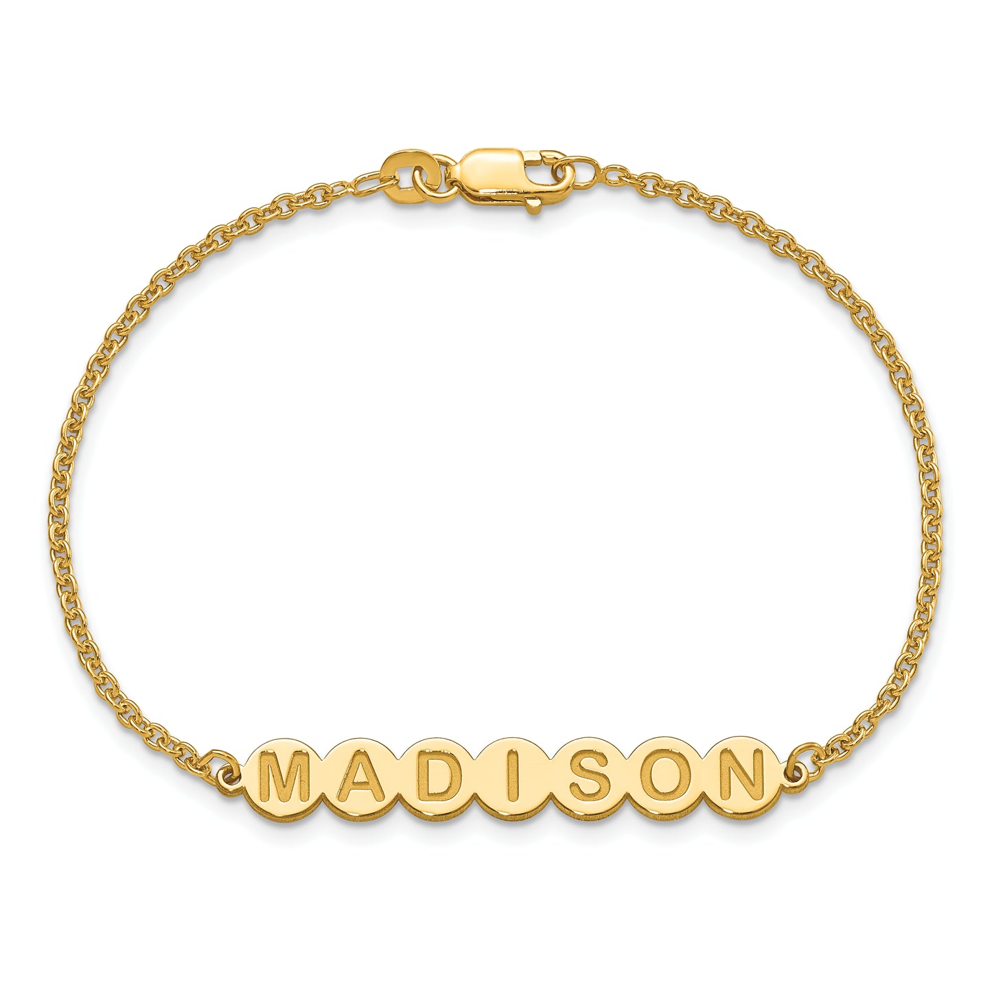 Sterling Silver Gold plated 7 Letter Bubble Bracelet