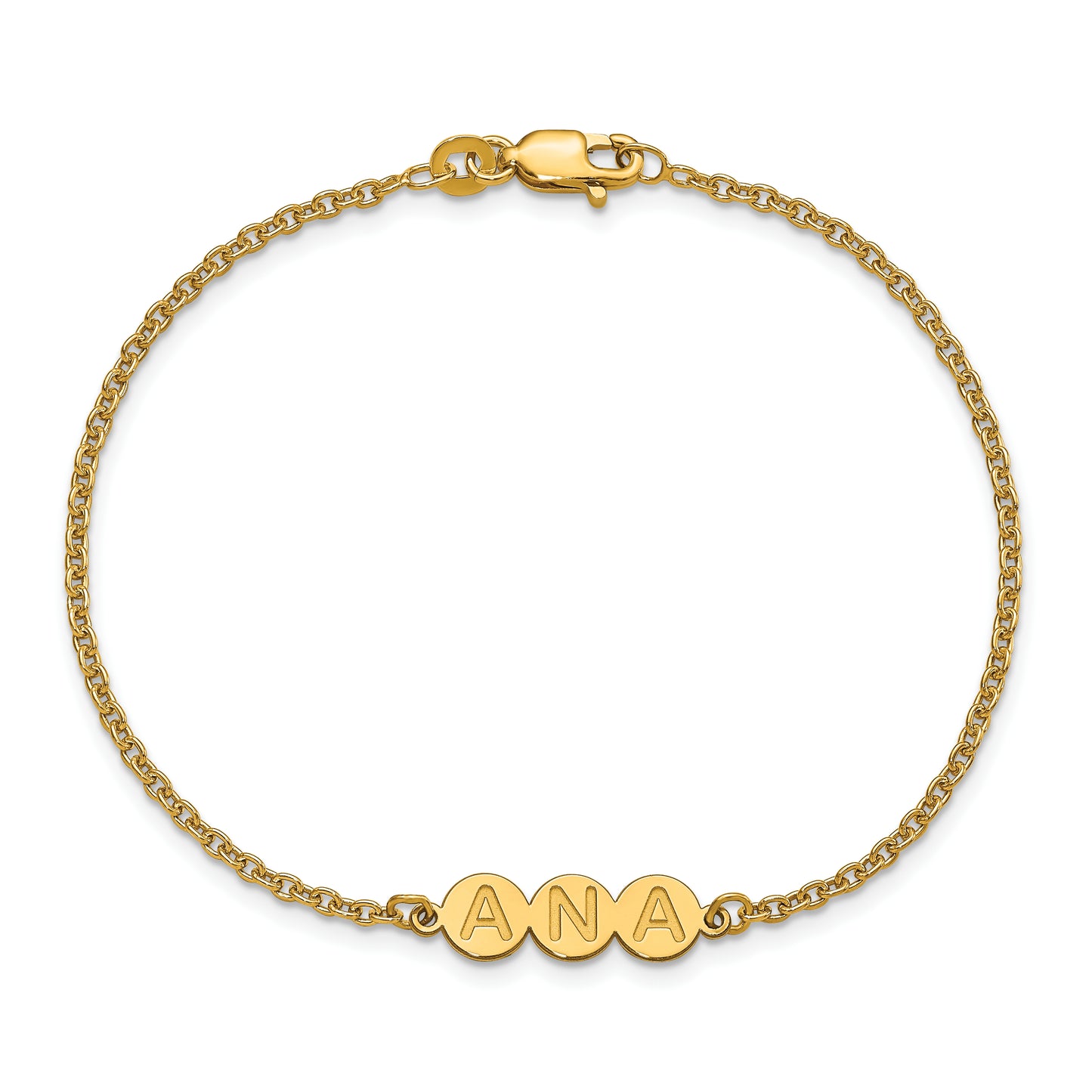 Sterling Silver Gold plated 3 Letter Bubble Bracelet