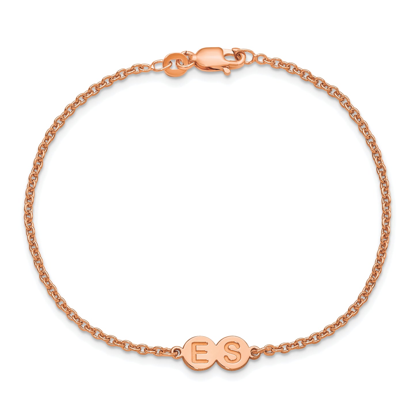 Sterling Silver Rose Gold plated 2 Letter Bubble Bracelet