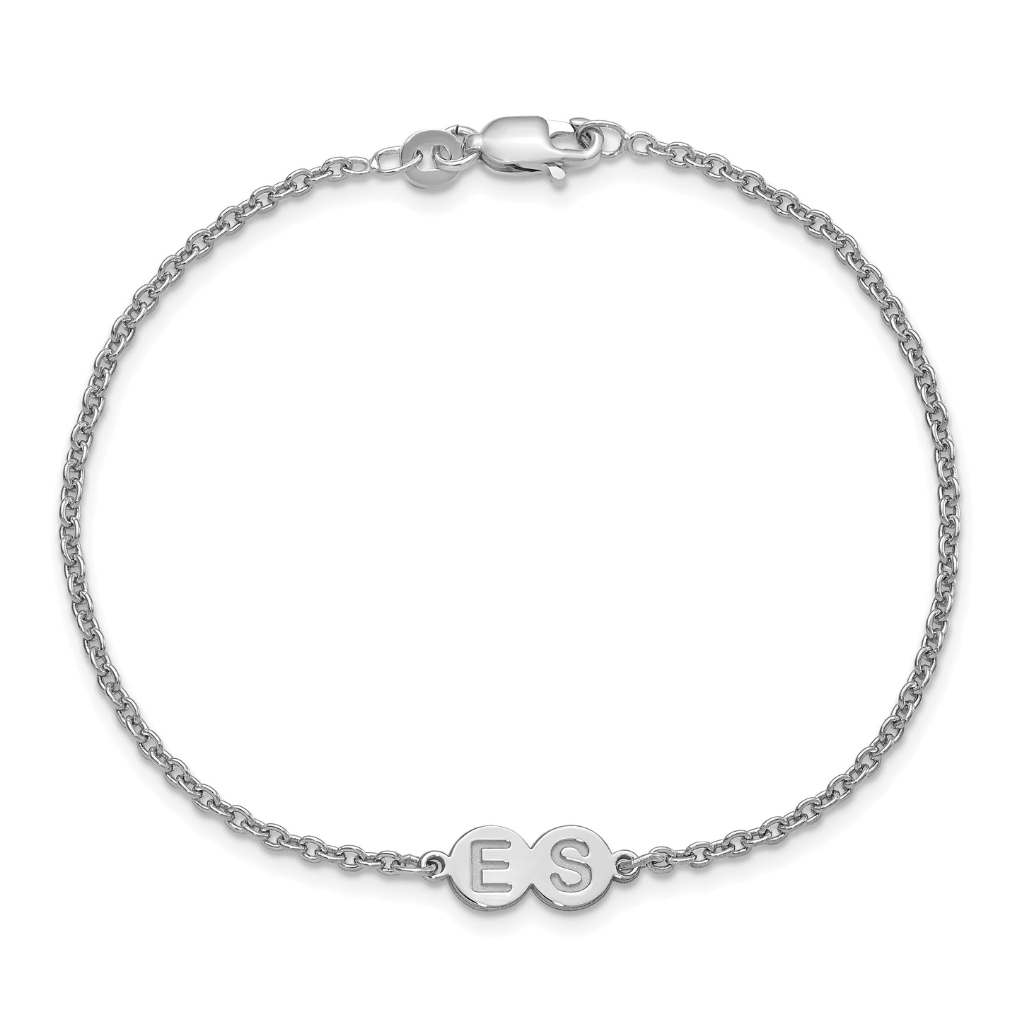 Sterling Silver Rhodium plated 2 Letter Bubble Bracelet