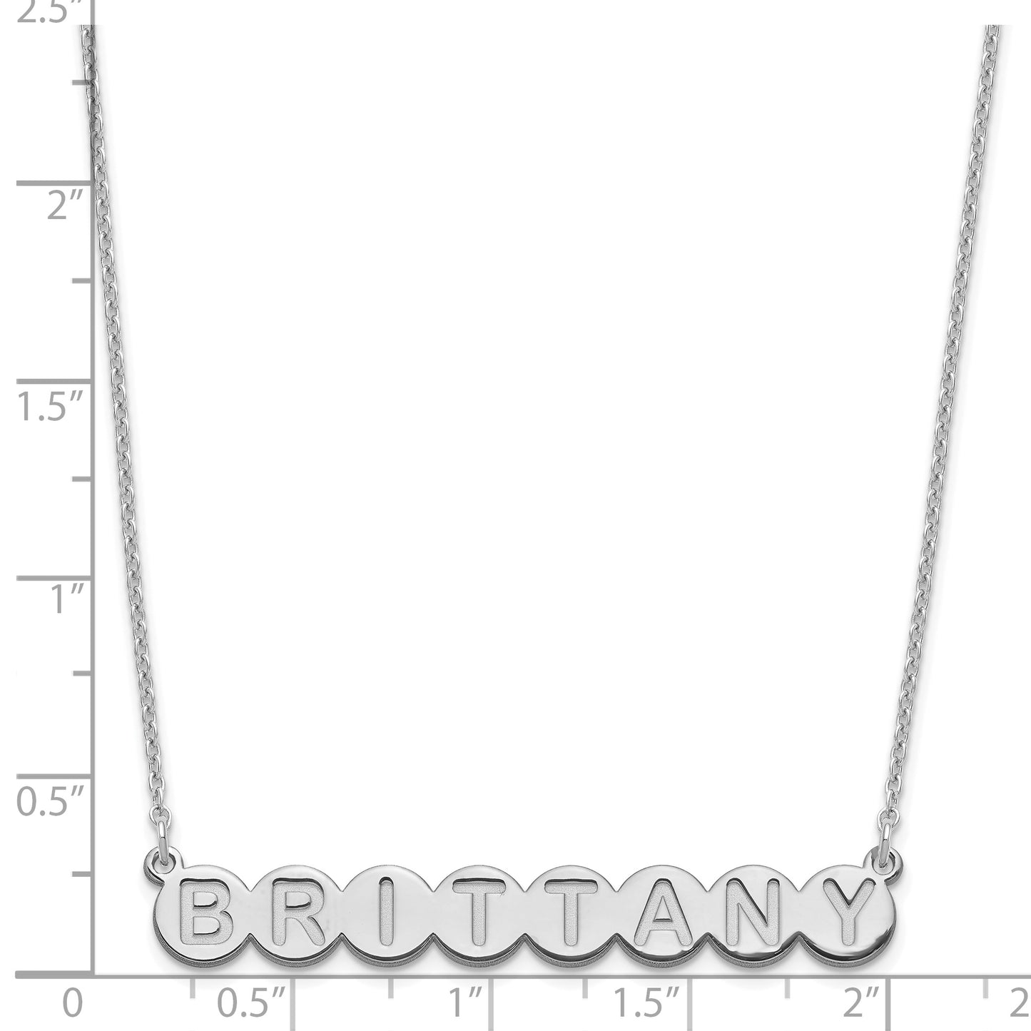 Sterling Silver Rhodium plated 8 Letter Bubble Necklace