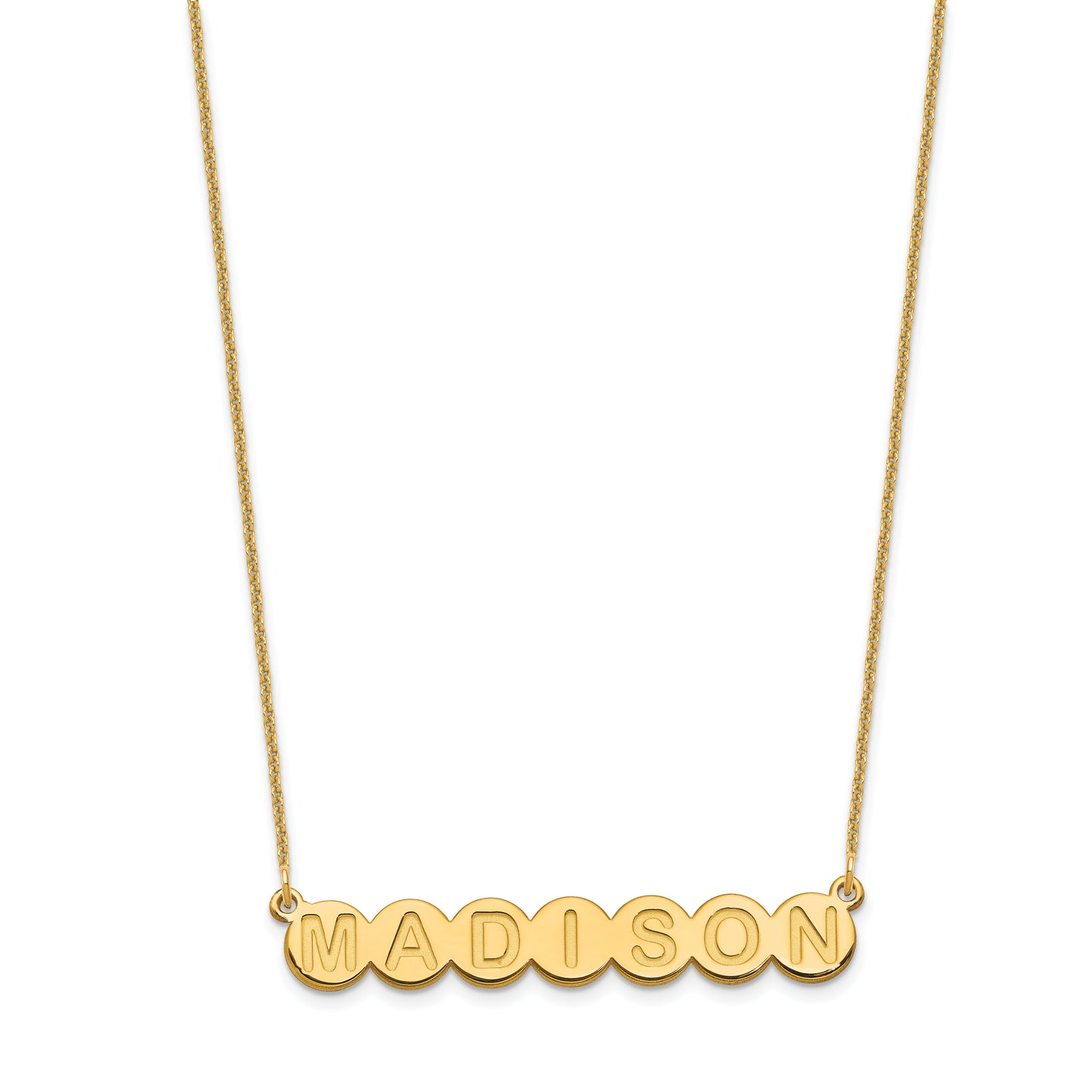 14K Yellow Gold 7 Letter Bubble Necklace