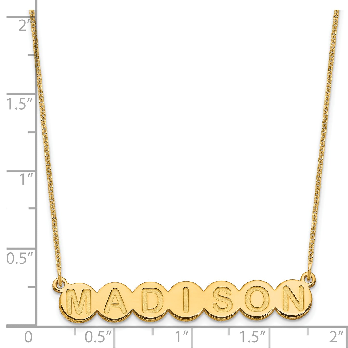 14K Yellow Gold 7 Letter Bubble Necklace