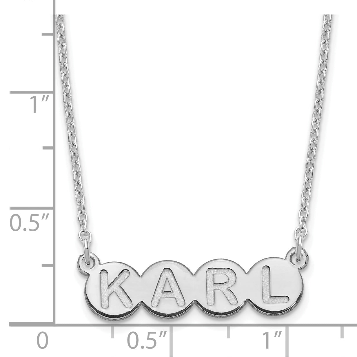 Sterling Silver Rhodium plated 4 Letter Bubble Necklace