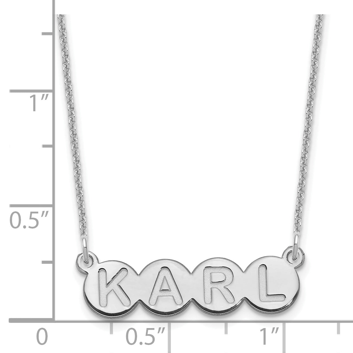 14K White Gold 4 Letter Bubble Necklace