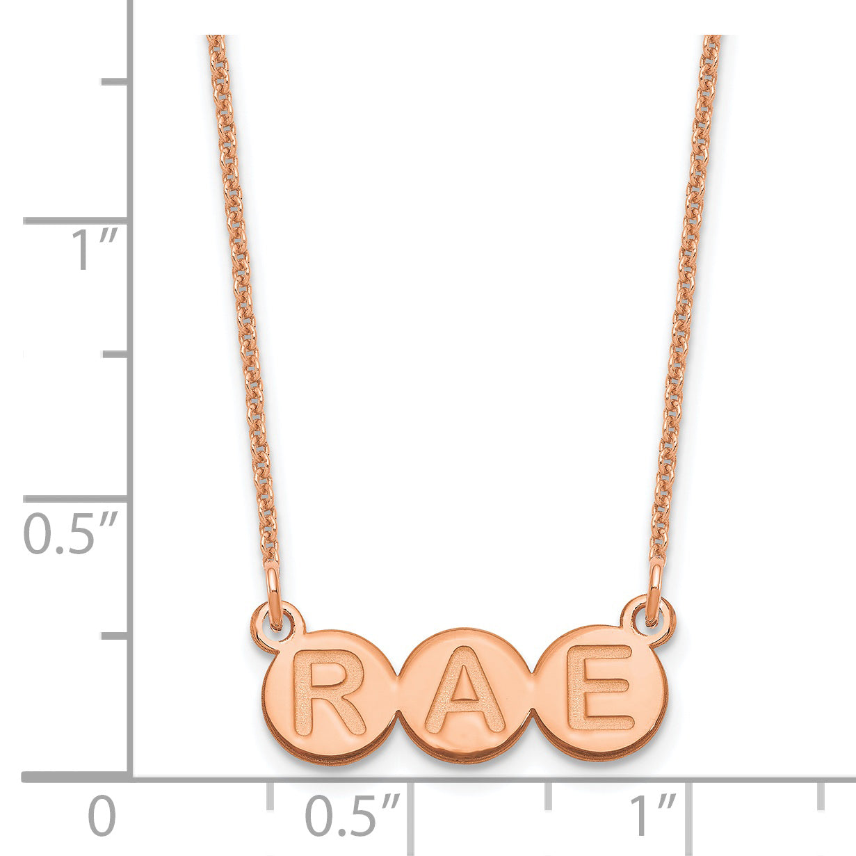 14K Rose Gold 3 letter Bubble Necklace