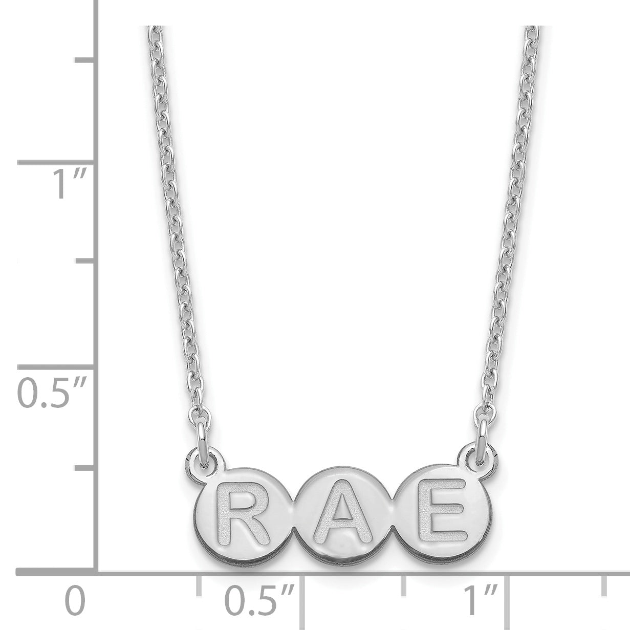 Sterling Silver Rhodium plated 3 Letter Bubble Necklace