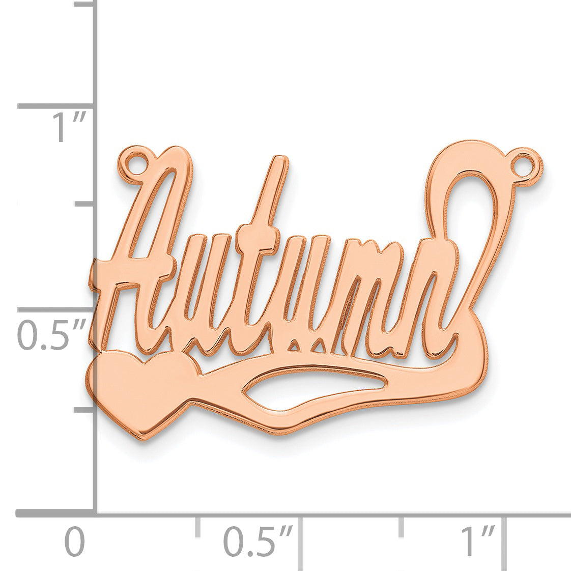 Sterling Silver Rose Gold plated Polished Heart Name Plate
