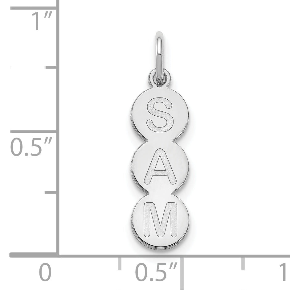 Sterling Silver Rhodium plated 3 Letter Bubble Pendant