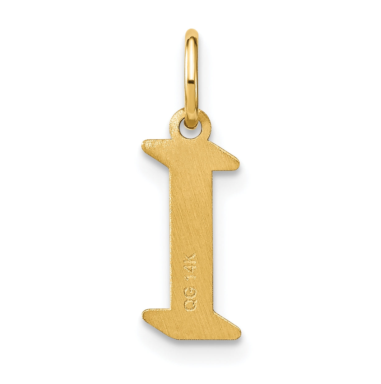14K Yellow Gold I Letter Initial Pendant