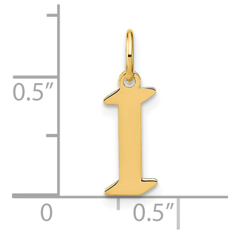 14K Yellow Gold I Letter Initial Pendant