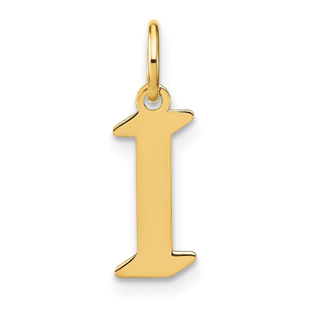 14K Yellow Gold I Letter Initial Pendant