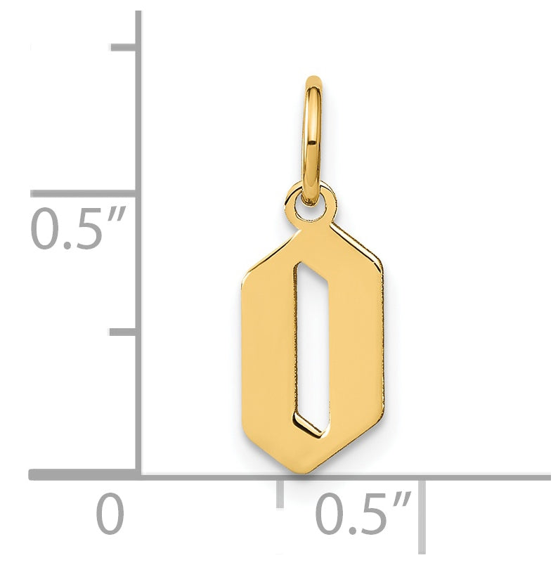 14K Yellow Gold O Letter Initial Pendant