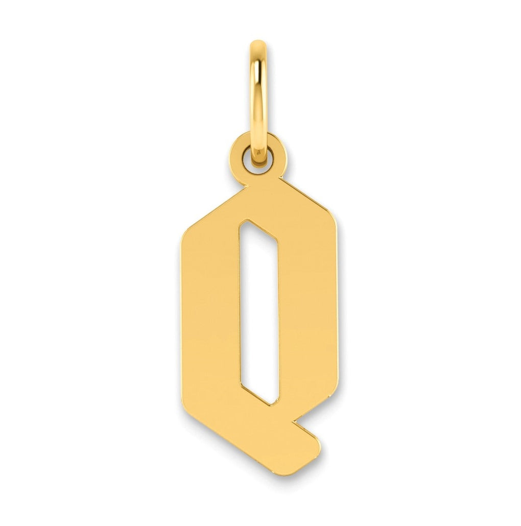 14K Yellow Gold Q Letter Initial Pendant