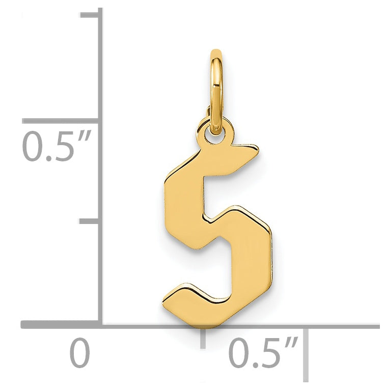 14K Yellow Gold S Letter Initial Pendant