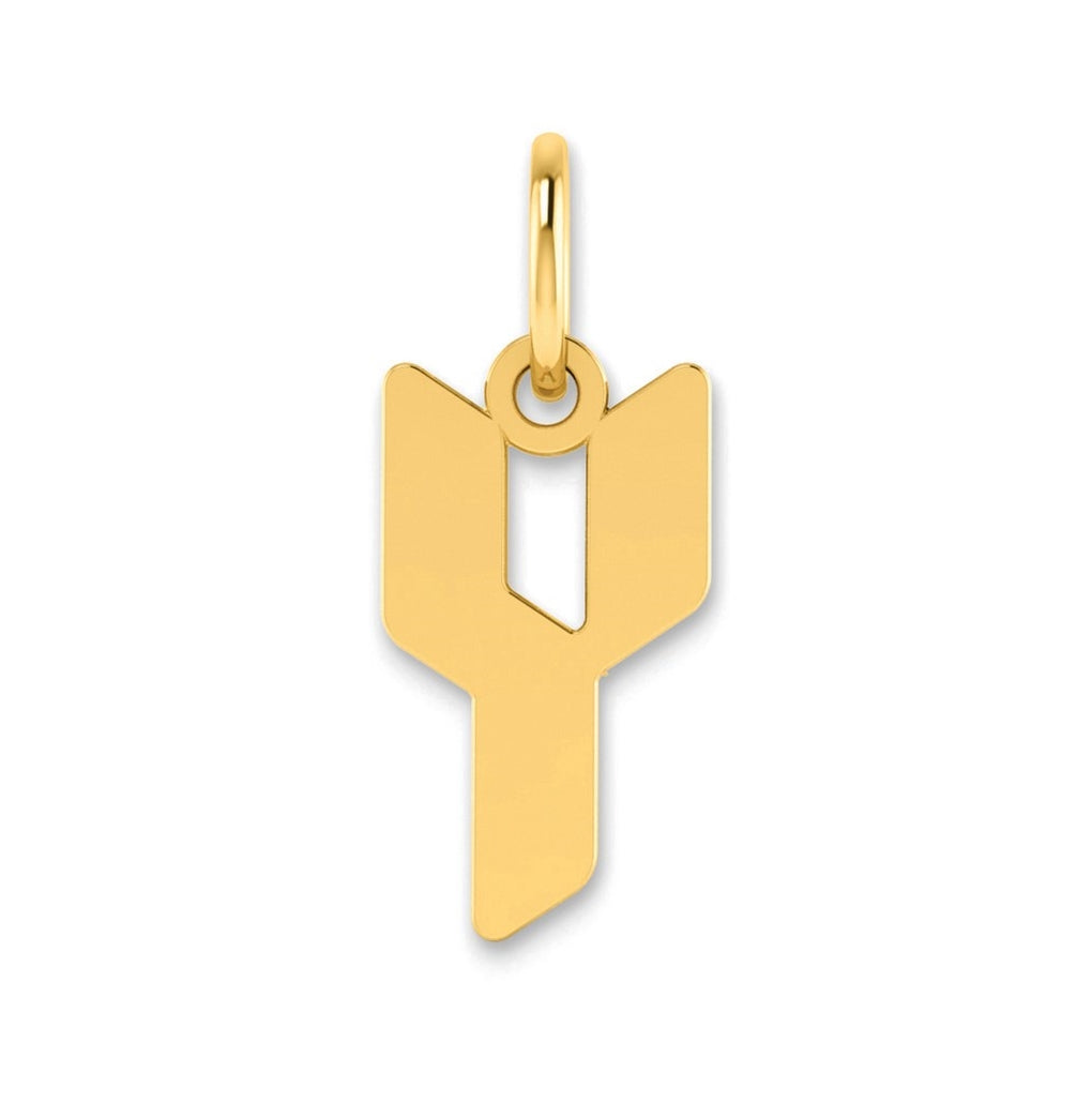 14K Yellow Gold Y Letter Initial Pendant