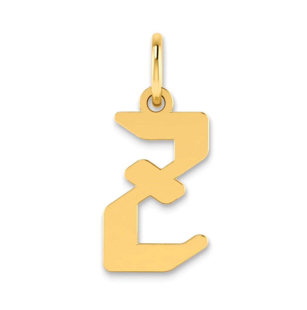 14K Yellow Gold Z Letter Initial Pendant