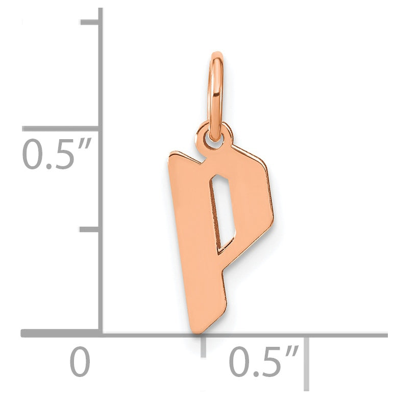 Sterling Silver Rose Gold-plated Letter P Initial Pendant