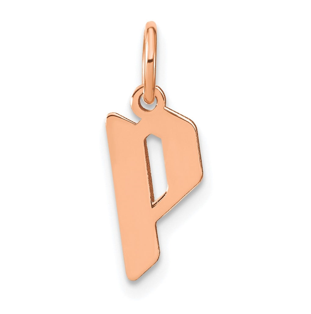 Sterling Silver Rose Gold-plated Letter P Initial Pendant