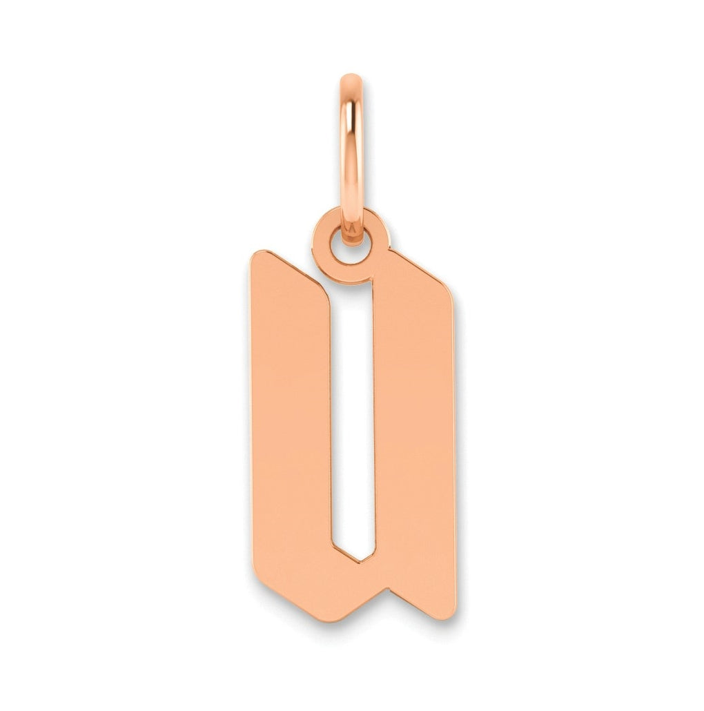 Sterling Silver Rose Gold-plated Letter U Initial Pendant
