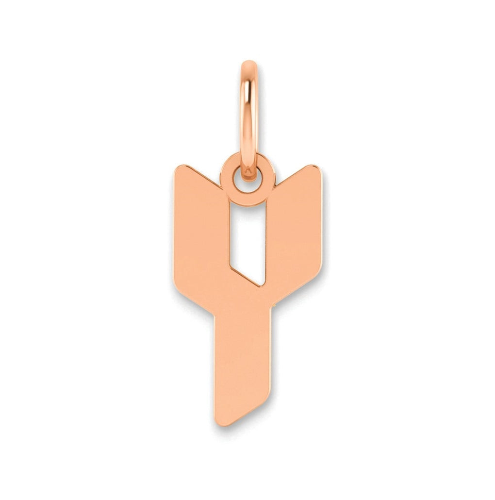Sterling Silver Rose Gold-plated Letter Y Initial Pendant