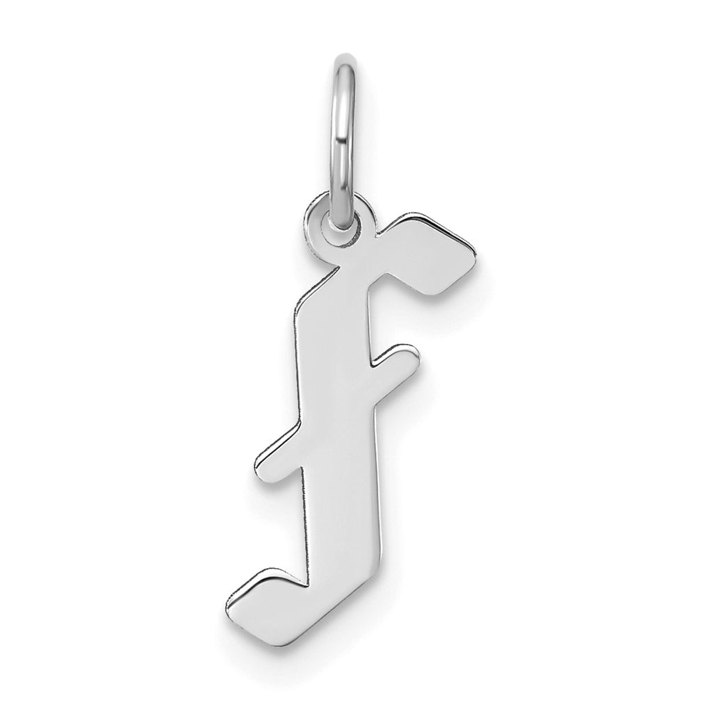 14K White Gold F Letter Initial Pendant
