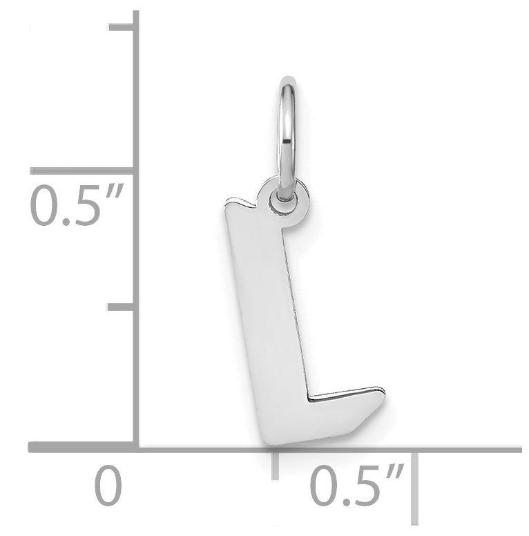 14K White Gold L Letter Initial Pendant