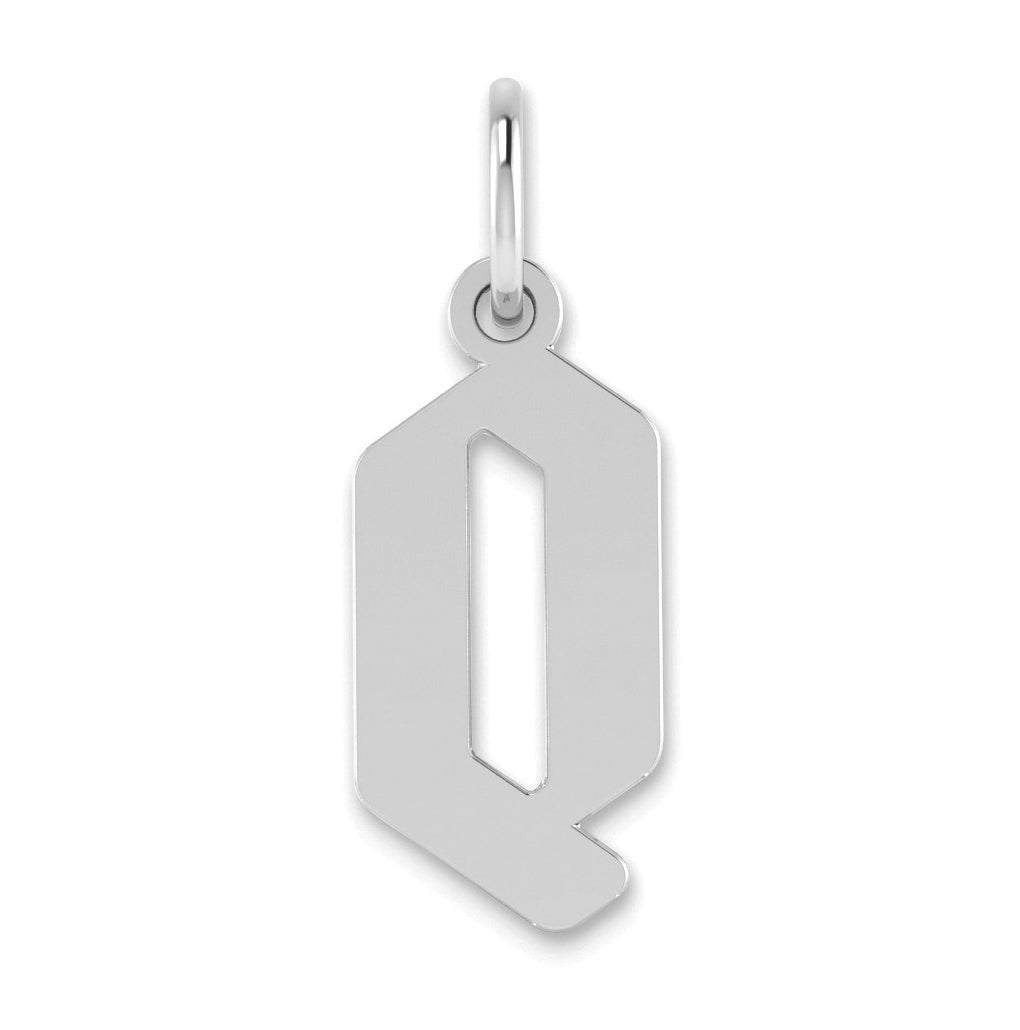14K White Gold Q Letter Initial Pendant