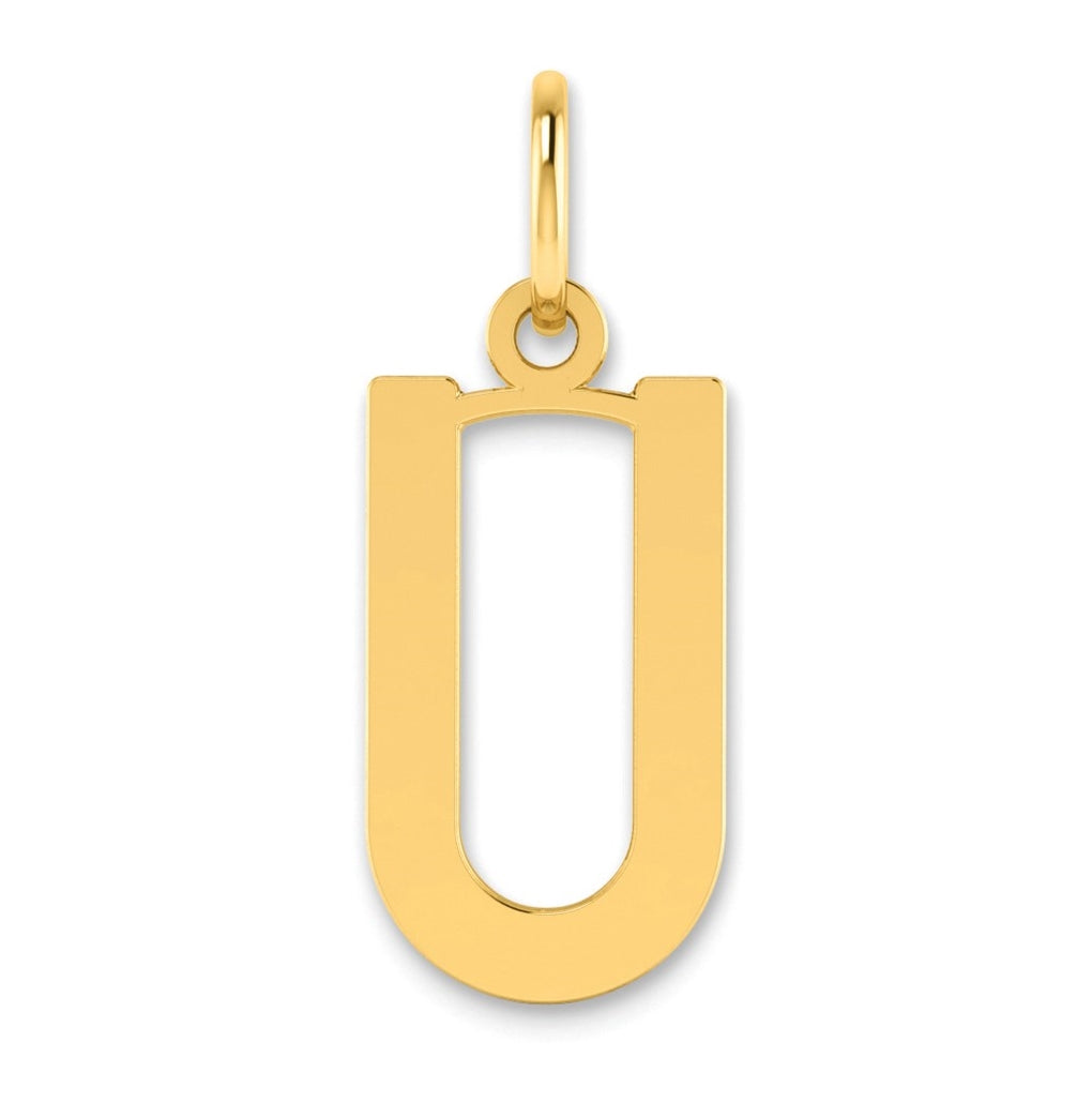 14K Yellow Gold Letter U Initial Pendants