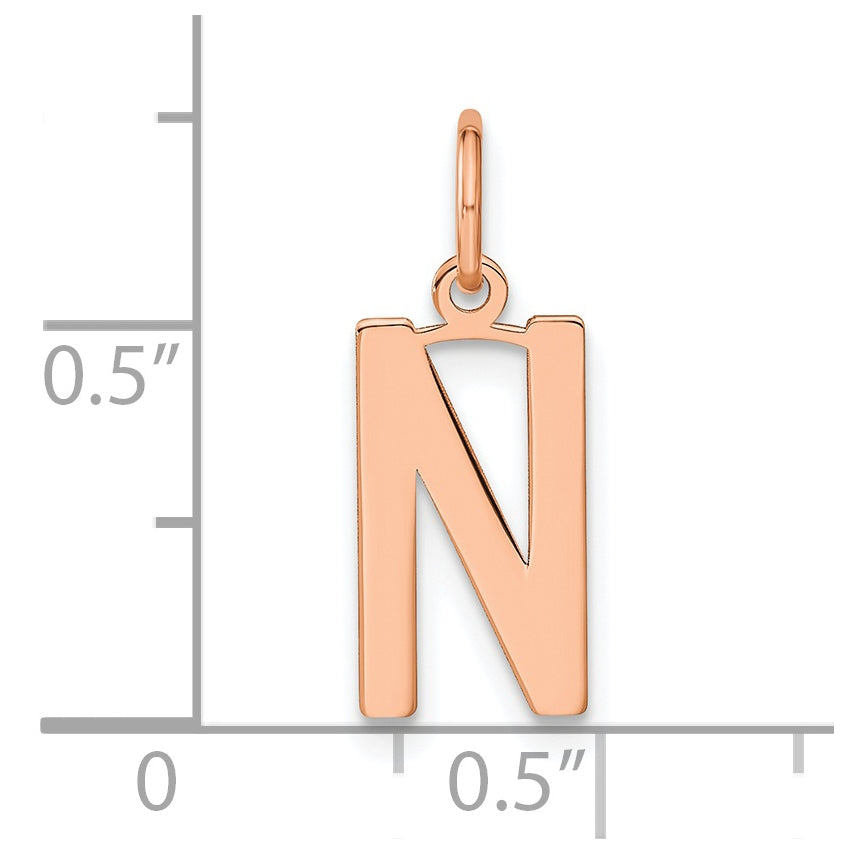 14k Rose Gold Letter N Initial Pendant