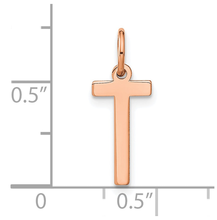 Sterling Silver Rose Gold-Plated Letter T Initial Pendant