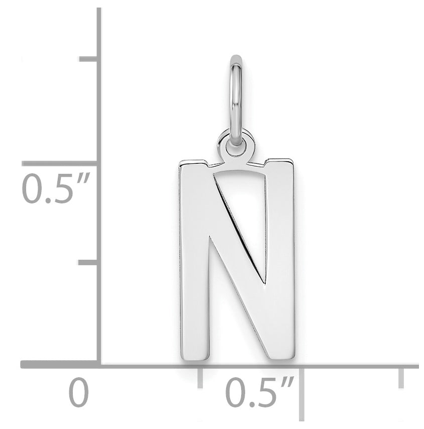 14K White Gold Letter N Initial Pendants