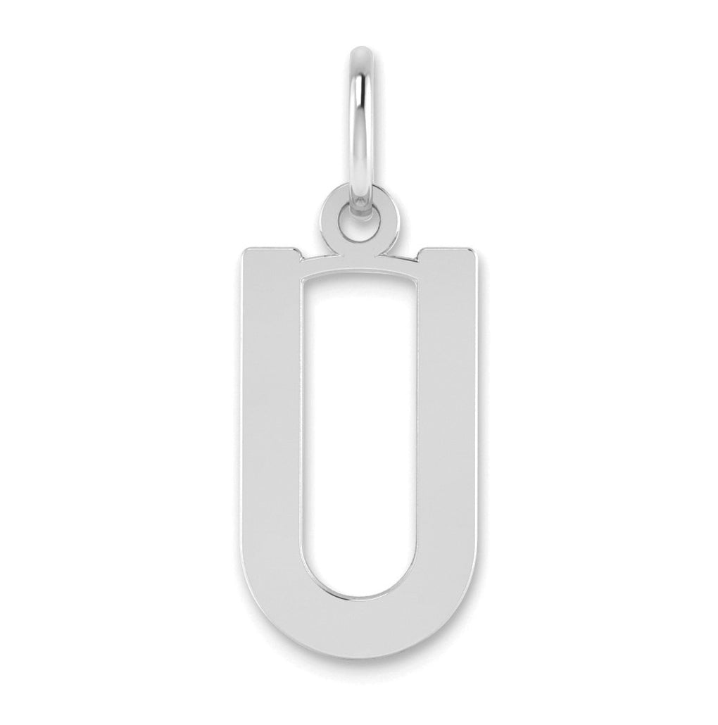 14K White Gold Letter U Initial Pendants
