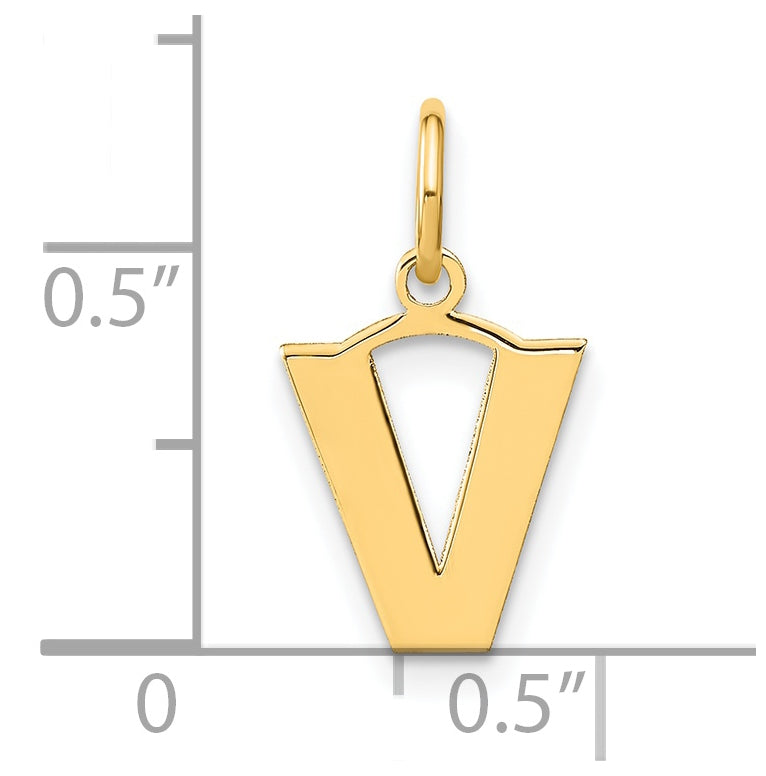 14K Yellow Gold V Initial Pendant