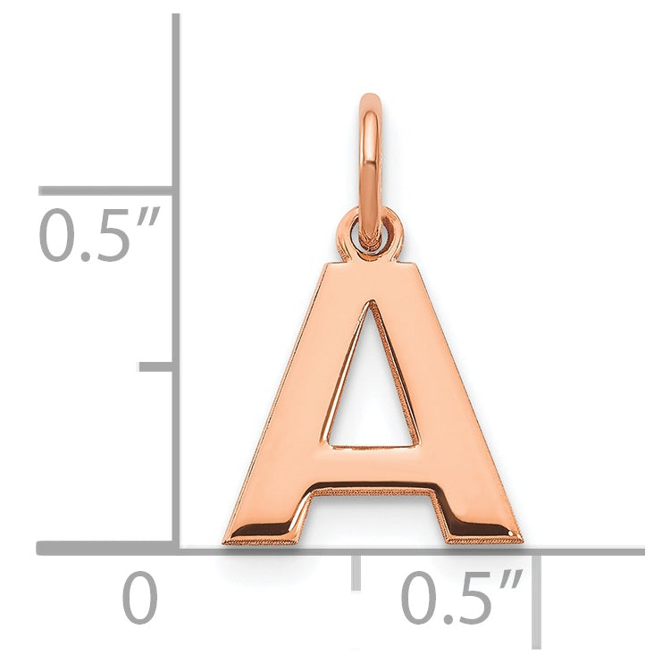 14k Rose Gold A Initial Pendants