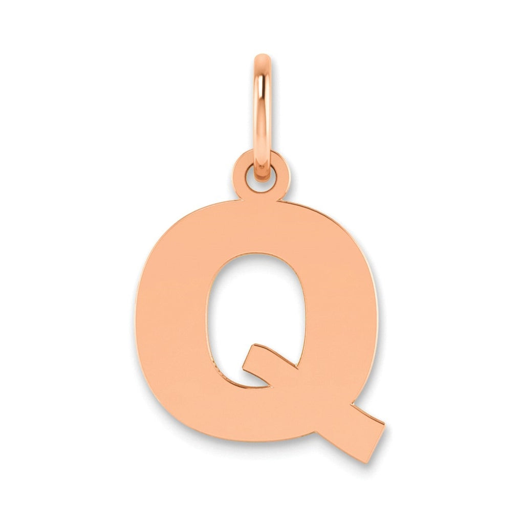 Sterling Silver Rose Gold-Plated Letter Q Initial Pendant