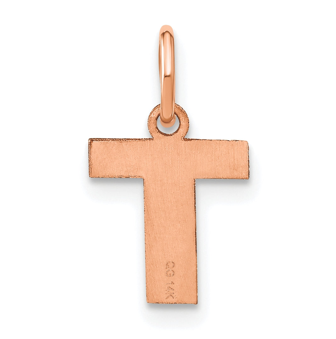 Sterling Silver Rose Gold Plated Letter T Initial Pendant
