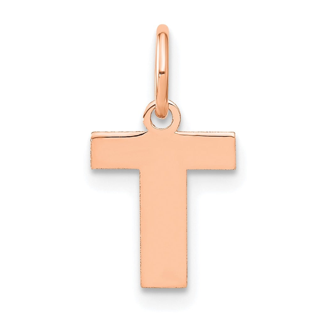 Sterling Silver Rose Gold Plated Letter T Initial Pendant