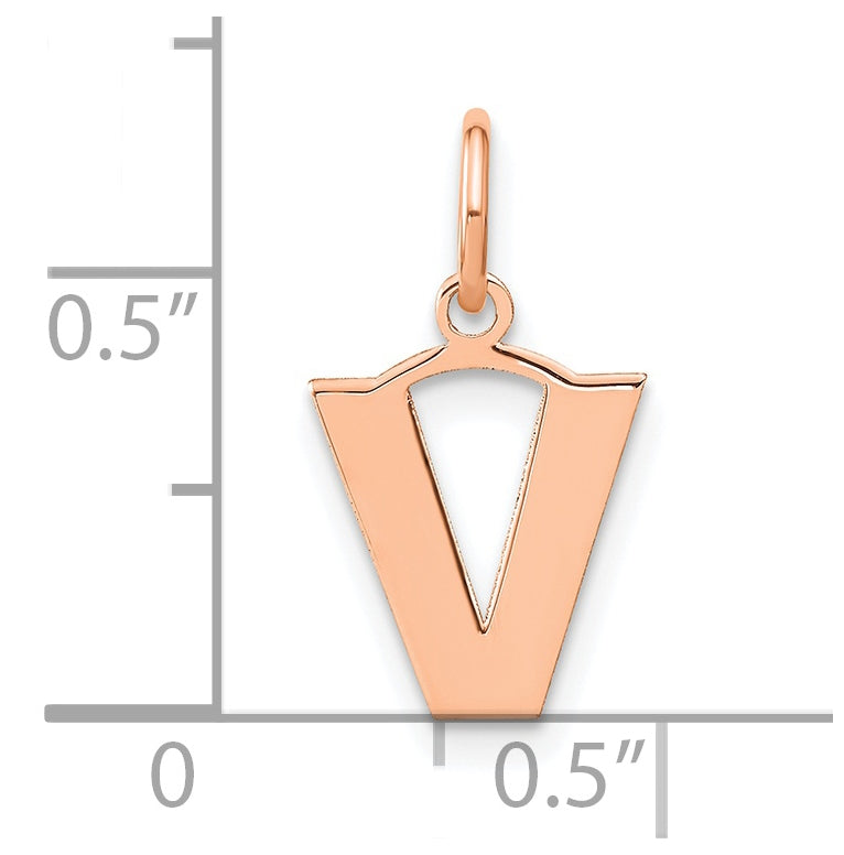 Sterling Silver Rose Gold Plated Letter V Initial Pendant