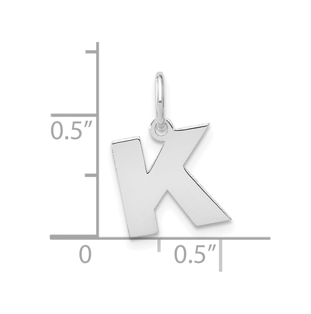 14K White Gold Or Sterling Silver Rhodium Plated Or Rose Plated Letter Initial Pendant