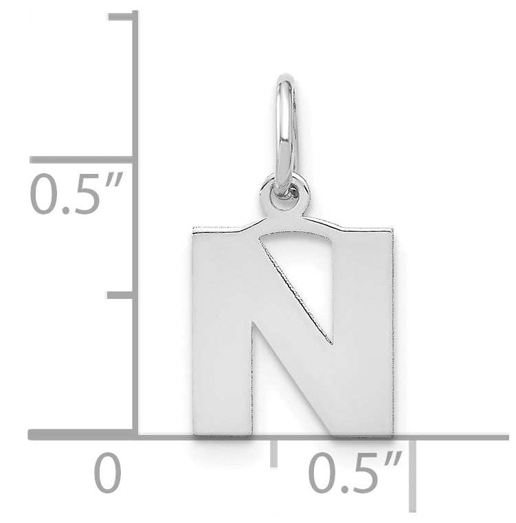 14K White Gold N Initial Pendant