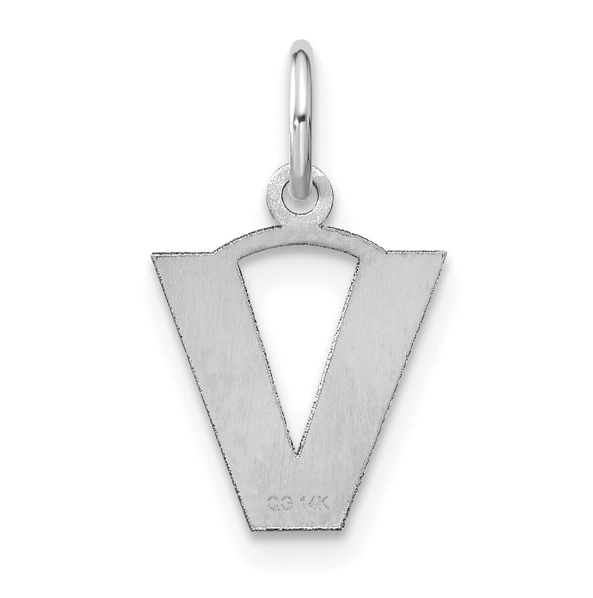14K White Gold V Initial Pendant