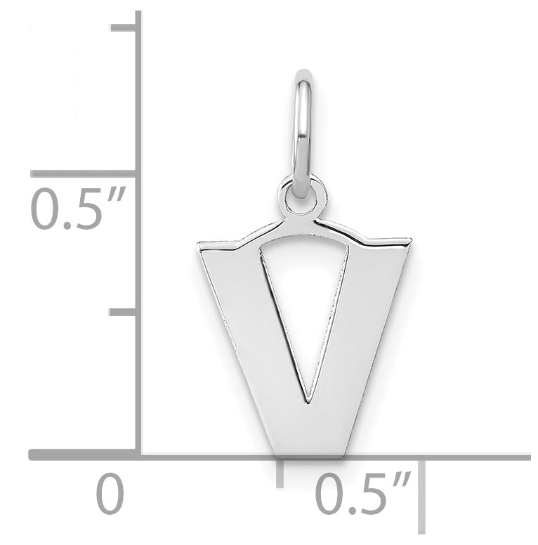 14K White Gold V Initial Pendant