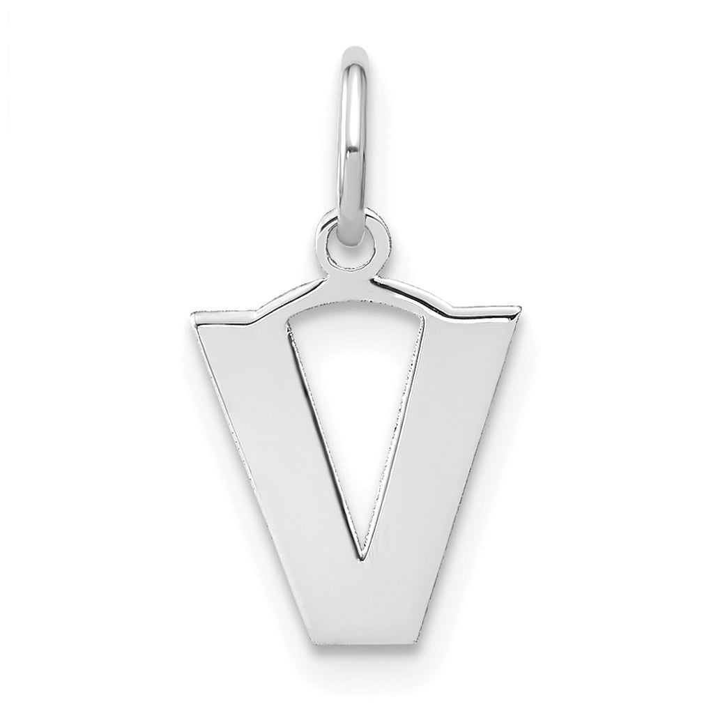 14K White Gold V Initial Pendant
