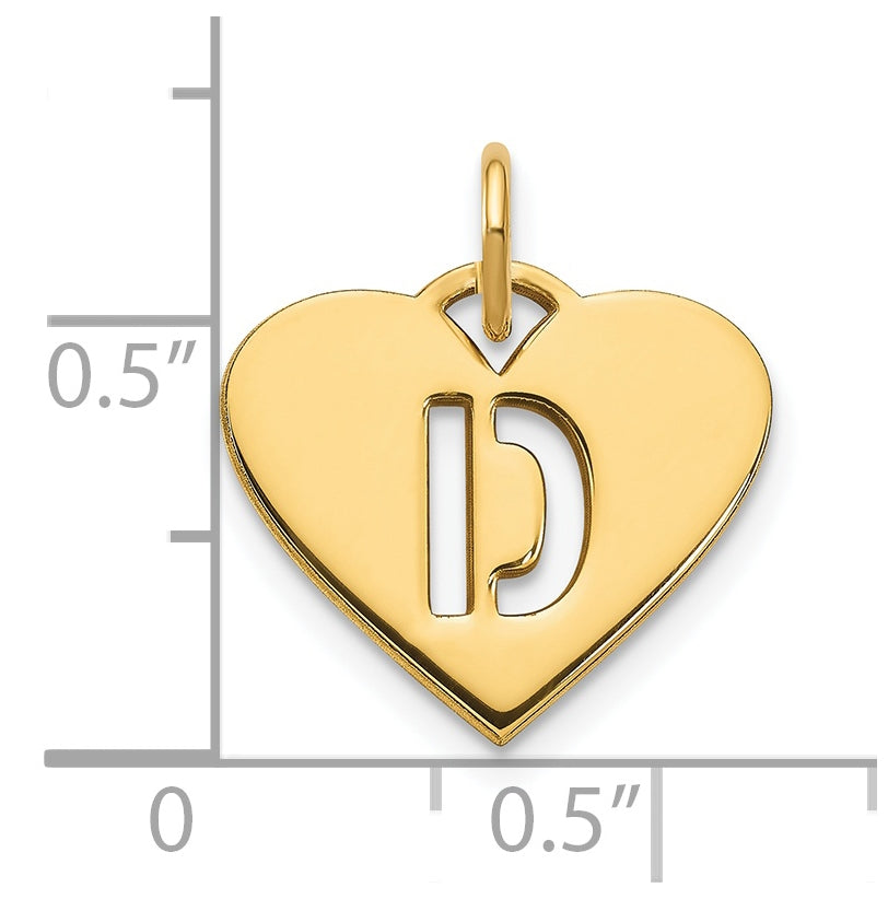 14K Yellow Gold Initial Letter D Initial Charm